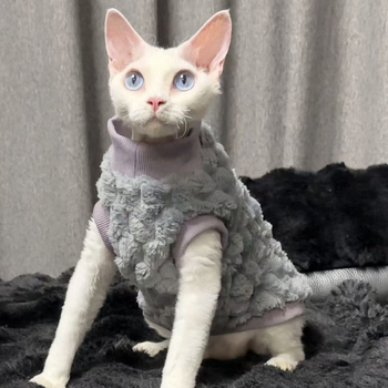 Odeća za bezdlaku Devon Rex mačku, topla, debela, mekana u Shu velvet materijalu, dugim rukavima, unisex