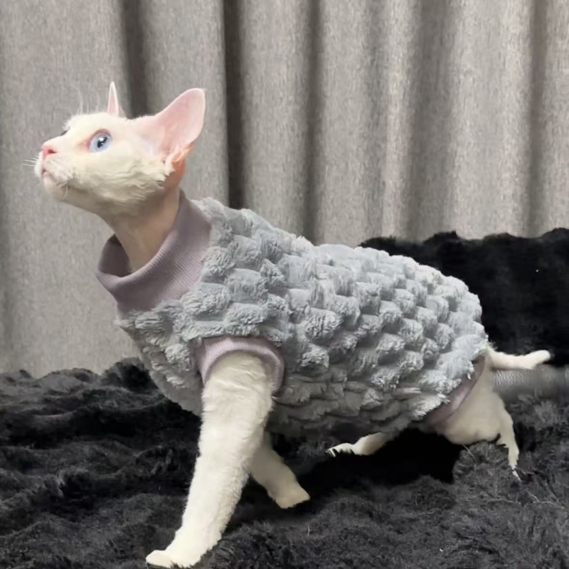 Odeća za bezdlaku Devon Rex mačku, topla, debela, mekana u Shu velvet materijalu, dugim rukavima, unisex