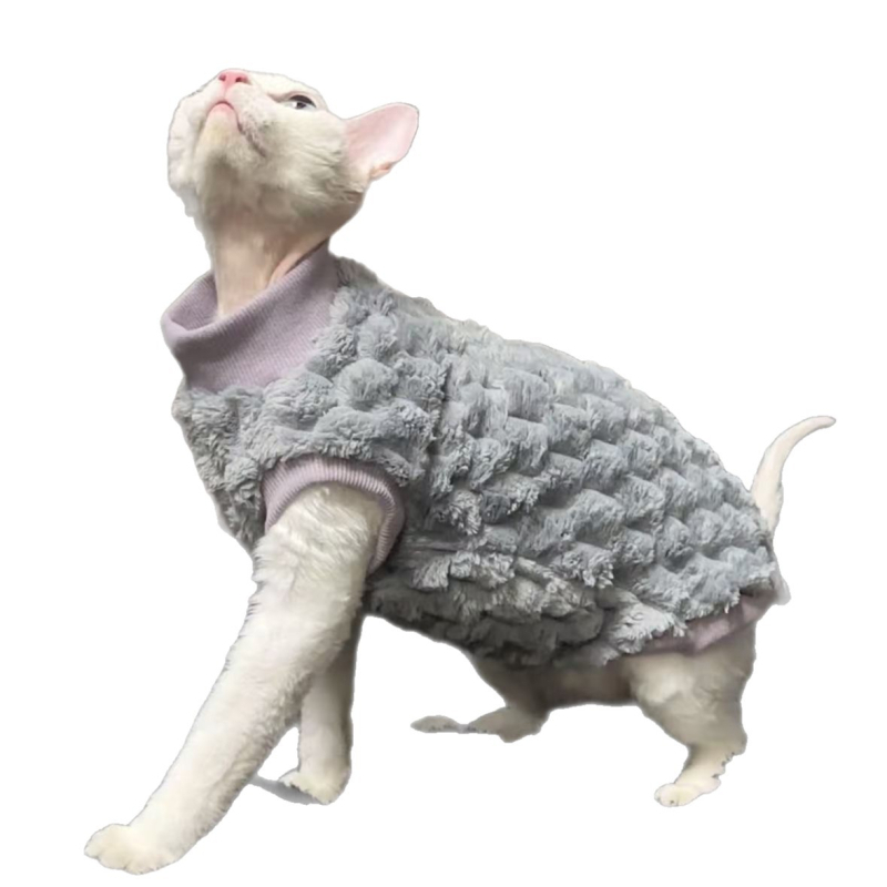 Odeća za bezdlaku Devon Rex mačku, topla, debela, mekana u Shu velvet materijalu, dugim rukavima, unisex