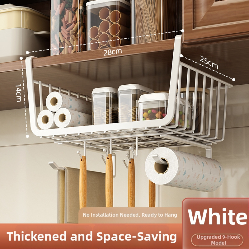 Držač kuhinjske papirne role bez bušenja za ormarić — drži papir, foliju i vrećice; izrađen od karbonskog čelika; skandinavski stil.