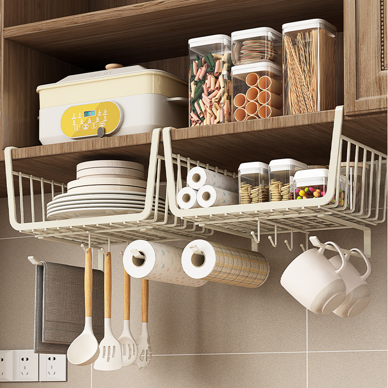 Držač kuhinjske papirne role bez bušenja za ormarić — drži papir, foliju i vrećice; izrađen od karbonskog čelika; skandinavski stil.