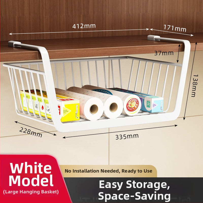 Držač kuhinjske papirne role bez bušenja za ormarić — drži papir, foliju i vrećice; izrađen od karbonskog čelika; skandinavski stil.