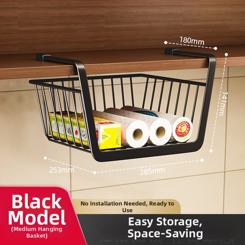 Držač kuhinjske papirne role bez bušenja za ormarić — drži papir, foliju i vrećice; izrađen od karbonskog čelika; skandinavski stil.