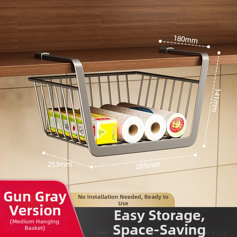 Držač kuhinjske papirne role bez bušenja za ormarić — drži papir, foliju i vrećice; izrađen od karbonskog čelika; skandinavski stil.