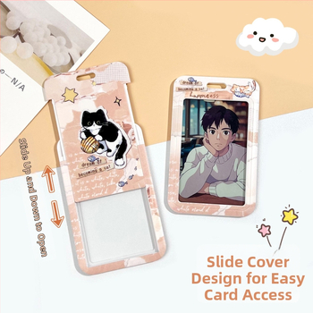 Калъф за карти, карикатурен стил, полупрозрачен ABS материал, с плъзгащ се капак