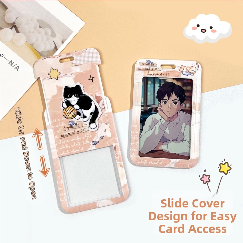 Калъф за карти, карикатурен стил, полупрозрачен ABS материал, с плъзгащ се капак