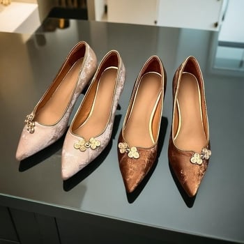 Ženske plosne cipele s gornjim dijelom od elastičnog materijala, niski mačji potpetica, bez vrha prstiju, gumeni potplat, PU ulošak