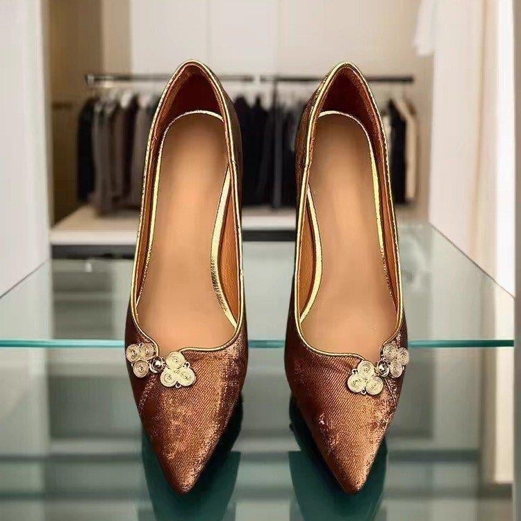 Ženske plosne cipele s gornjim dijelom od elastičnog materijala, niski mačji potpetica, bez vrha prstiju, gumeni potplat, PU ulošak