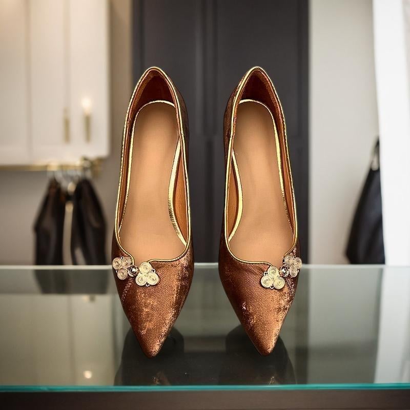 Ženske plosne cipele s gornjim dijelom od elastičnog materijala, niski mačji potpetica, bez vrha prstiju, gumeni potplat, PU ulošak