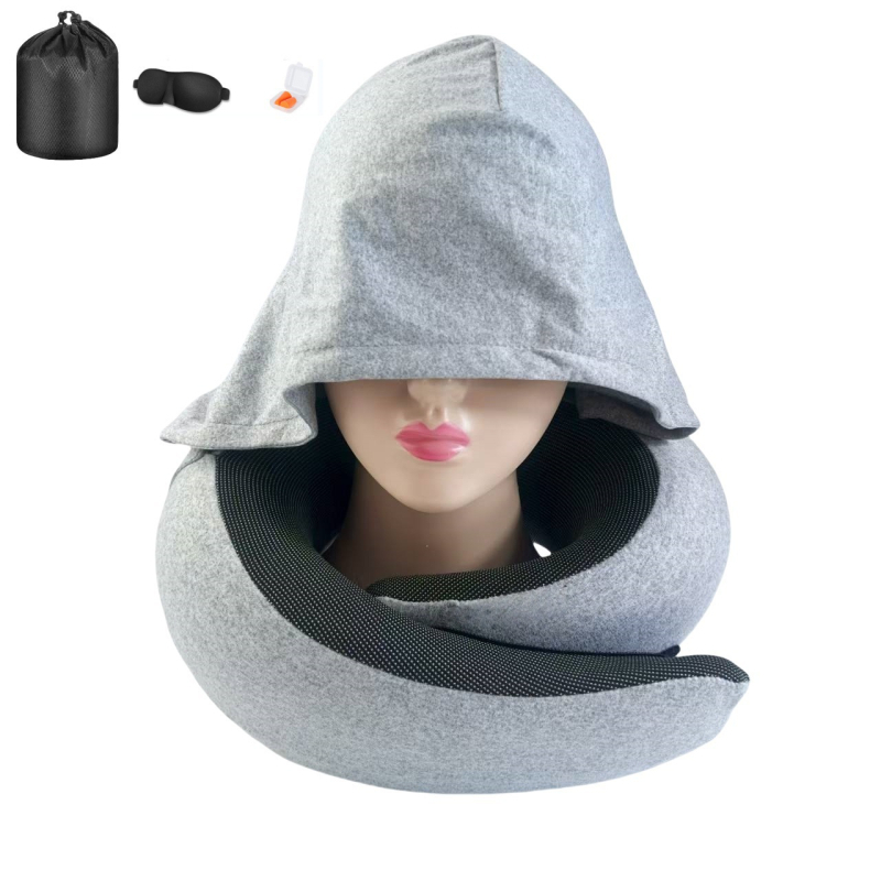 Kapucnijski U-oblikovani jastuk za vrat za putovanja s memorijskom pjenom, tkanina milk silk