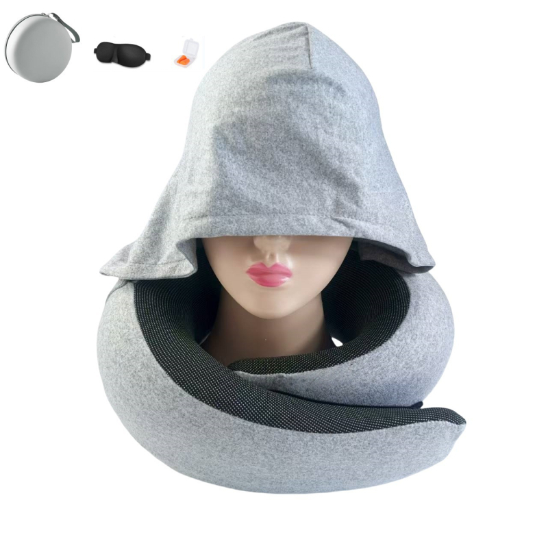 Kapucnijski U-oblikovani jastuk za vrat za putovanja s memorijskom pjenom, tkanina milk silk