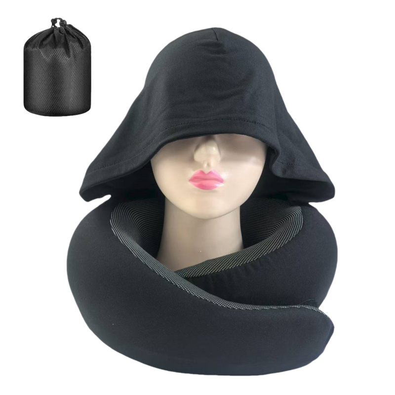 Kapucnijski U-oblikovani jastuk za vrat za putovanja s memorijskom pjenom, tkanina milk silk