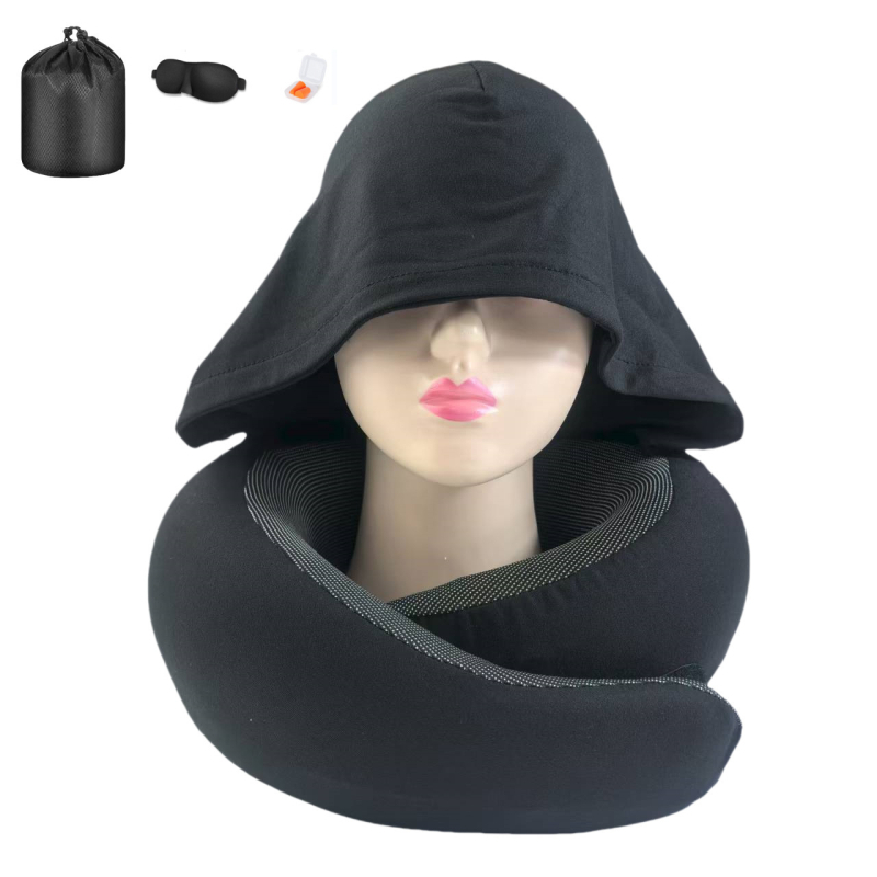 Kapucnijski U-oblikovani jastuk za vrat za putovanja s memorijskom pjenom, tkanina milk silk