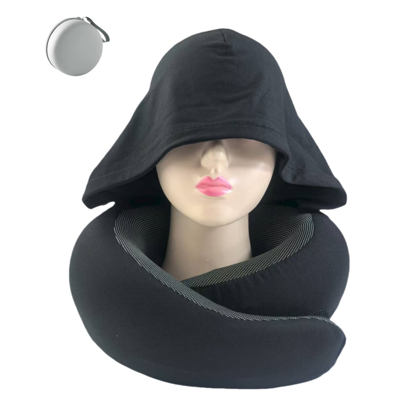 Kapucnijski U-oblikovani jastuk za vrat za putovanja s memorijskom pjenom, tkanina milk silk