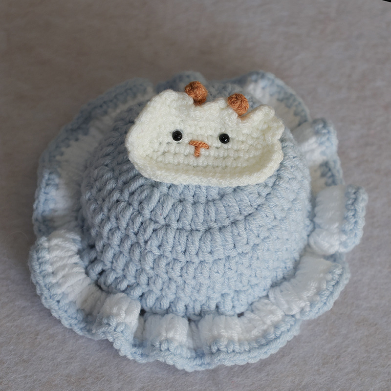 Šapka za kućne ljubimce (mačke i psi), ručno heklana kapa, cosplay rekvizita, vunena, uzorak u boji, za četiri sezone