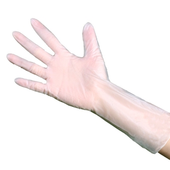 Jednokratne PVC rukavice, produžene, duljina 28 cm, debljina 0,053 mm, 100 komada u kutiji, za ljepotu i frizerske salone