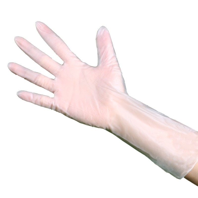 Jednokratne PVC rukavice, produžene, duljina 28 cm, debljina 0,053 mm, 100 komada u kutiji, za ljepotu i frizerske salone