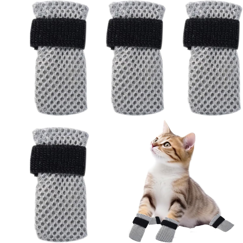 Kutyák cipője és zoknijai anti-karcolás és húzás elleni védelemmel, Velcro-zár, kötött poliészter, egyszínű mintázat