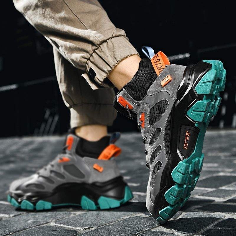 Снежни ботуши за мъже, горна част от микрофибърна кожа, гумена подметка, дебело ходило, корейска версия, зимна готовност, едноцветни