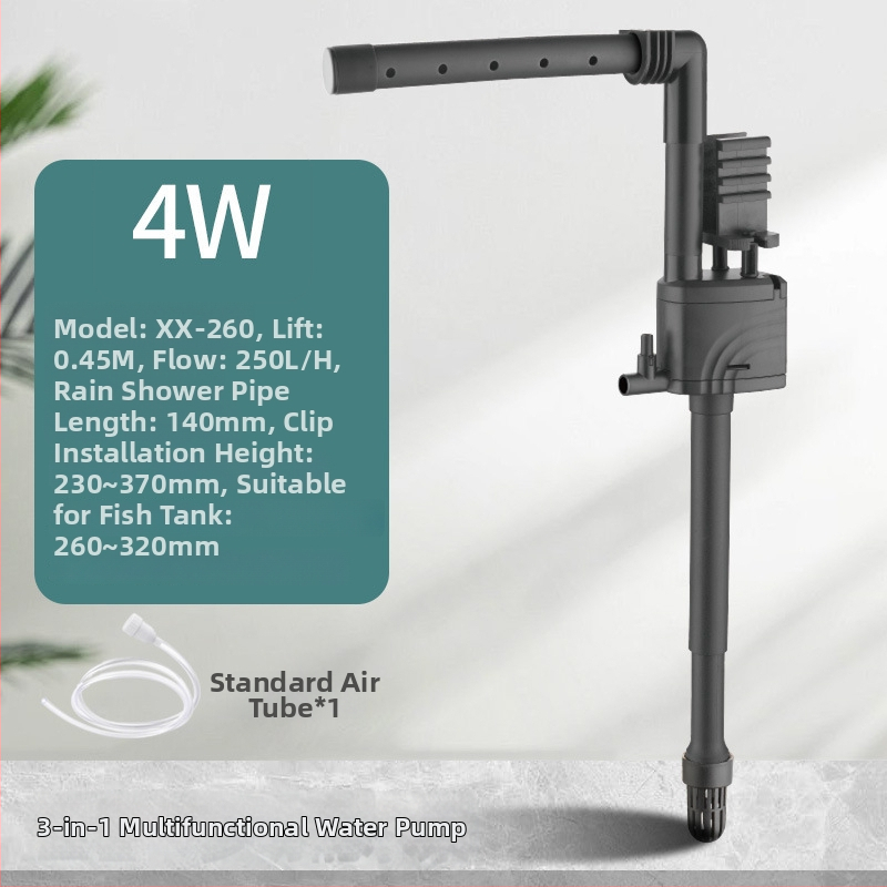 Trojfunkčná ponorná pumpa do akváriá s horným filtrom, vstavané čerpadlo na okysličenie a cirkuláciu, tichý chod