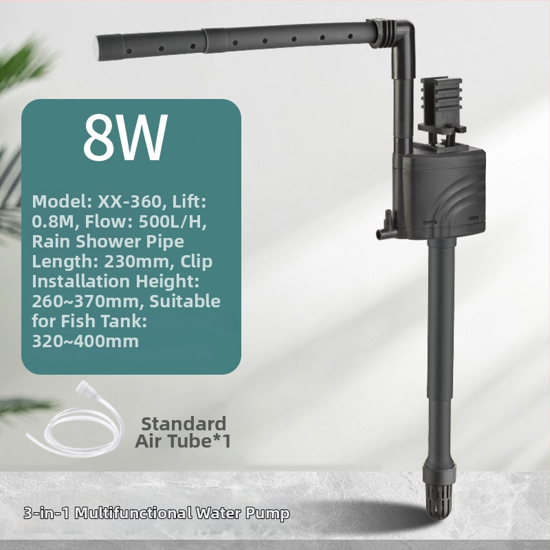 Trojfunkčná ponorná pumpa do akváriá s horným filtrom, vstavané čerpadlo na okysličenie a cirkuláciu, tichý chod