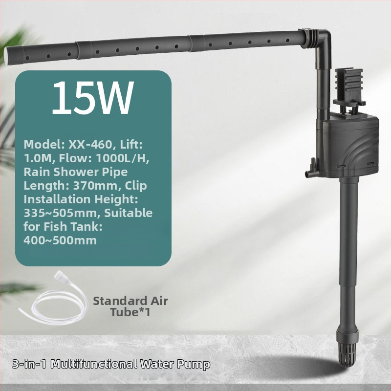 Trojfunkčná ponorná pumpa do akváriá s horným filtrom, vstavané čerpadlo na okysličenie a cirkuláciu, tichý chod