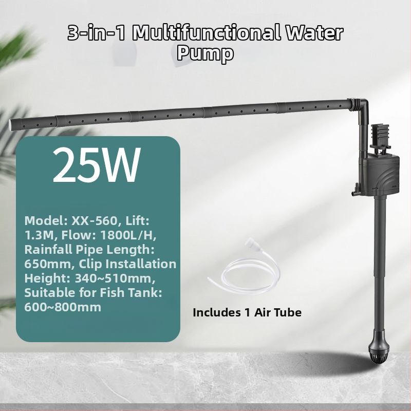 Trojfunkčná ponorná pumpa do akváriá s horným filtrom, vstavané čerpadlo na okysličenie a cirkuláciu, tichý chod