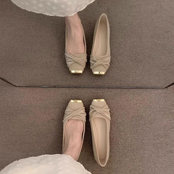 Ženske slip-on plošne cipele za svakodnevnu upotrebu, kvadratni vrh, niski pet 1-3 cm, gumena potplata, ulošak od Super Fiber