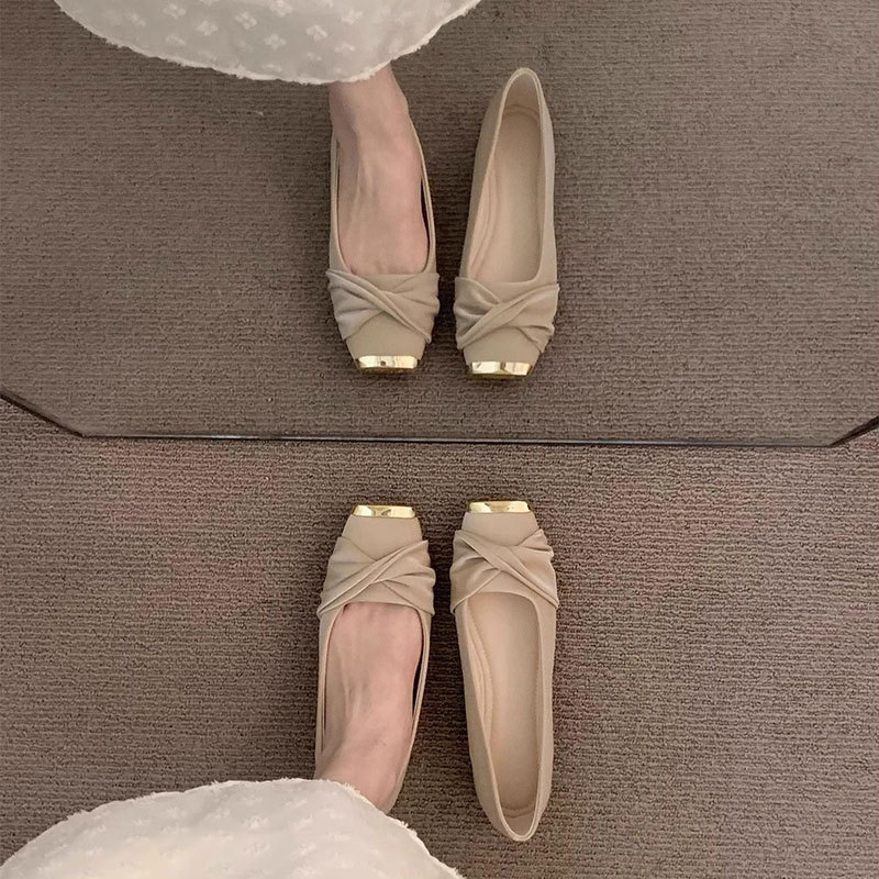 Ženske slip-on plošne cipele za svakodnevnu upotrebu, kvadratni vrh, niski pet 1-3 cm, gumena potplata, ulošak od Super Fiber