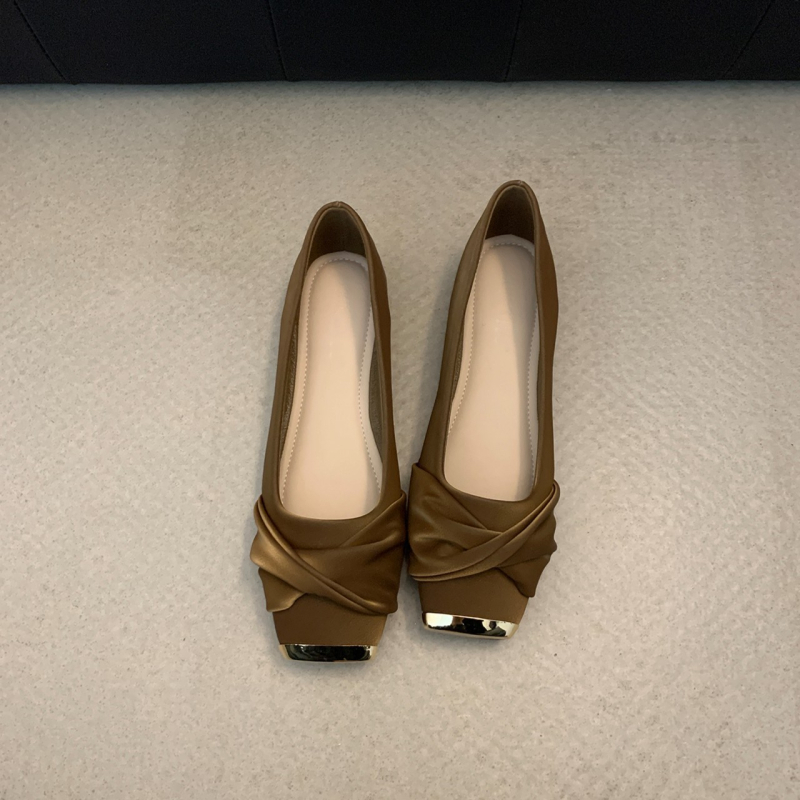 Ženske slip-on plošne cipele za svakodnevnu upotrebu, kvadratni vrh, niski pet 1-3 cm, gumena potplata, ulošak od Super Fiber