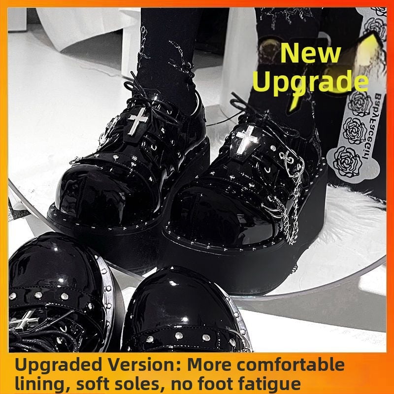 Pantofi Mary Jane pentru femei cu platformă, talpă groasă, vârf rotund, toc 3–5 cm, japonez, Y2K goth-punk