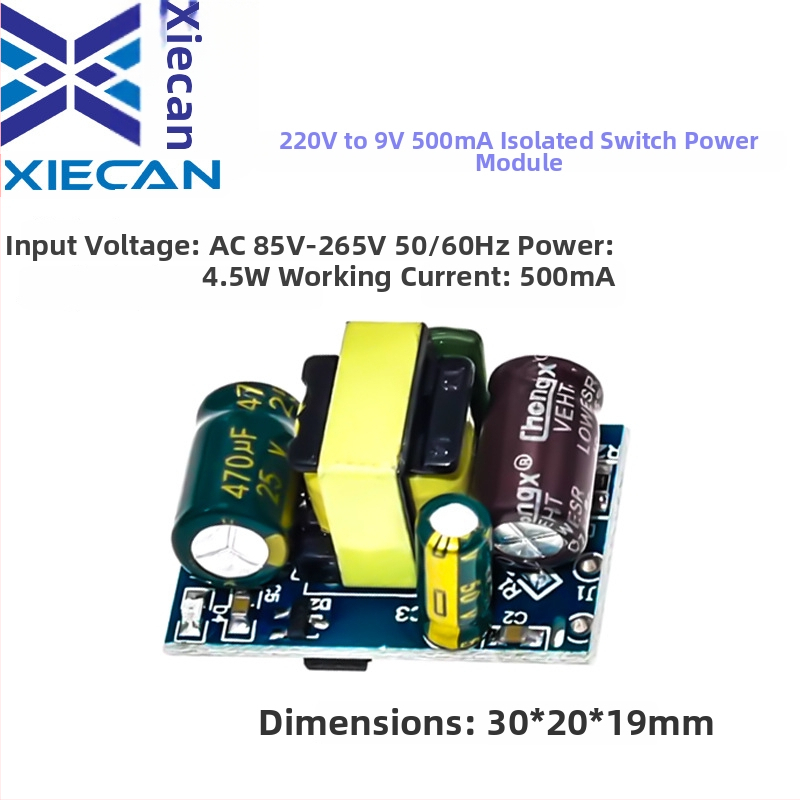 Napájací modul 220V AC vstup, 9V DC výstup 0,5A, izolovaný buck konvertor, ochrana proti preťaženiu (Priemyselný)
