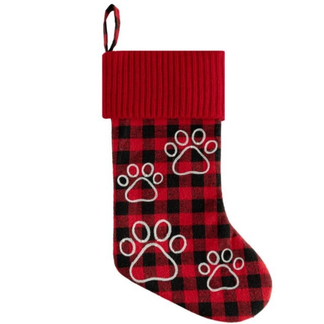 Домашни любимци Коледни чорапи — Каре модел, DIY декор с печат на лапа (Материал: плат; Марка: Xingwang Craft Factory; Празник: Коледа)