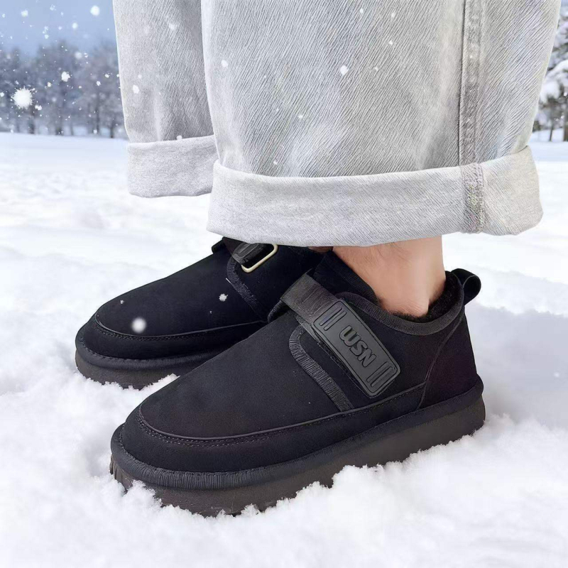 Мъжки домашни обувки за зима: антихлъзгаща подметка, топли и износоустойчиви; еластична горна част и PVC подметка, минималистичен стил с плосък ток, едноцветни