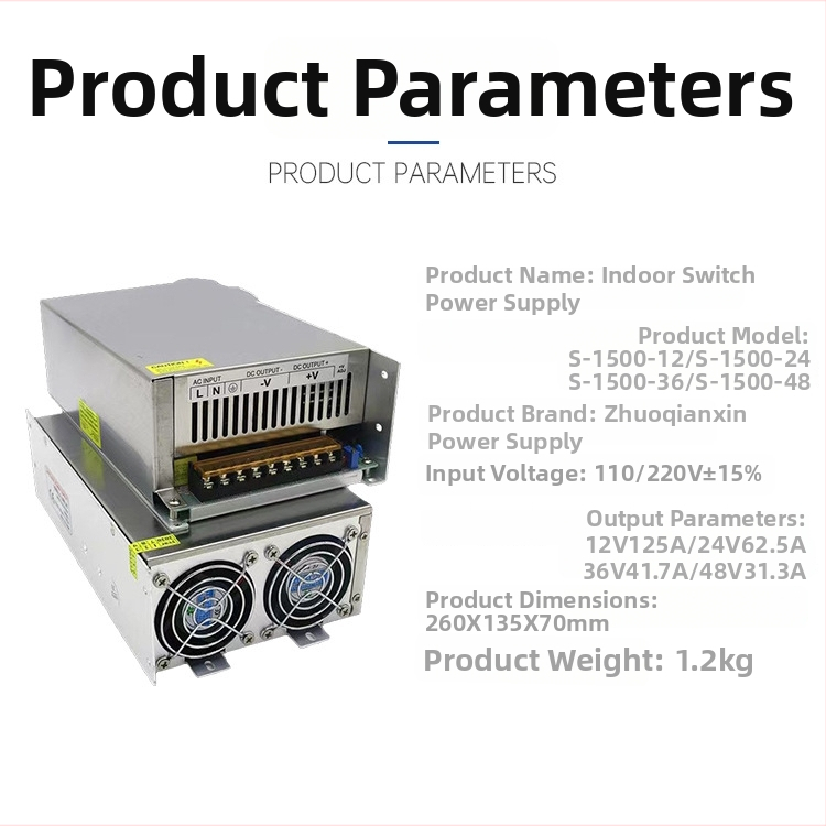 Priemyselné prepínacie napájanie 1500W, výstupy 24/36/48V DC, IP23, účinnosť 90%, hmotnosť 1,8 kg, LED monitorovanie
