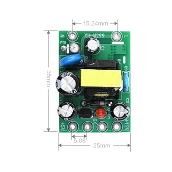 AC-DC kapcsoló tápegység modul, M299, bemenet 110-220V, kettős kimenet 12V és 5V, izolált tápegység.