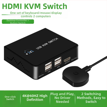 KM-H201B KVM USB prekidač HDMI/DP, 2 hostova, dvostruki monitor, 3840x2160@60Hz