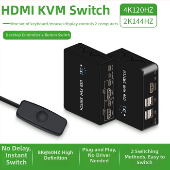 KM-H201B KVM USB prekidač HDMI/DP, 2 hostova, dvostruki monitor, 3840x2160@60Hz