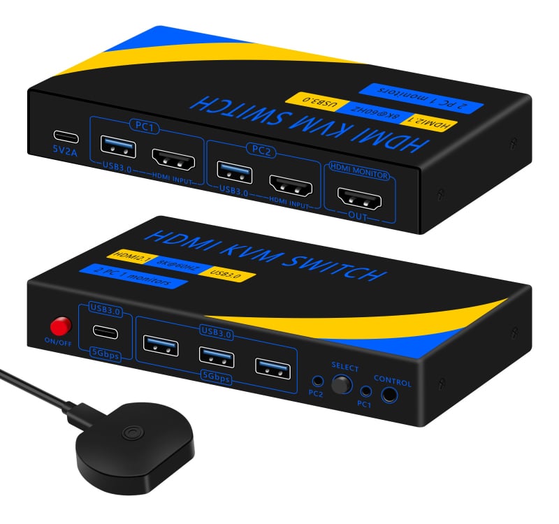 KM-H201B KVM USB prekidač HDMI/DP, 2 hostova, dvostruki monitor, 3840x2160@60Hz