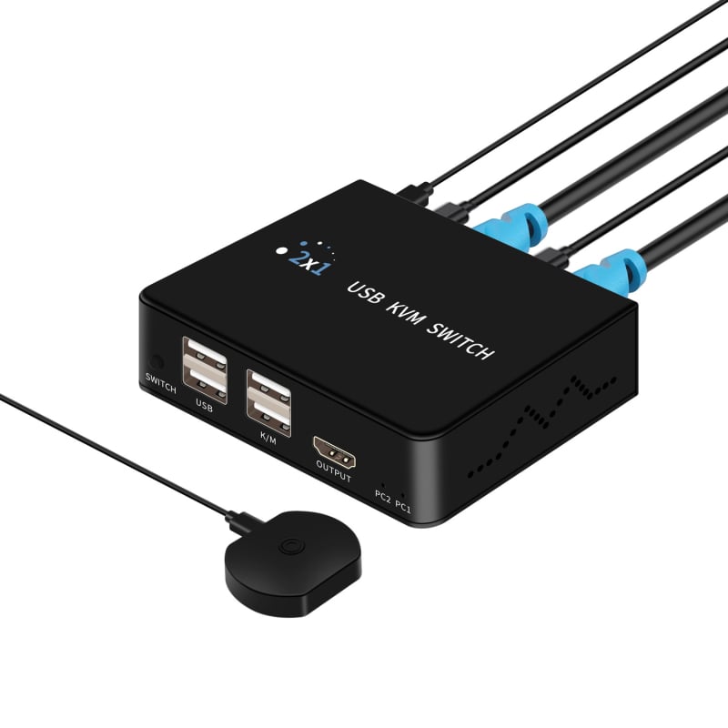 KM-H201B KVM USB prekidač HDMI/DP, 2 hostova, dvostruki monitor, 3840x2160@60Hz