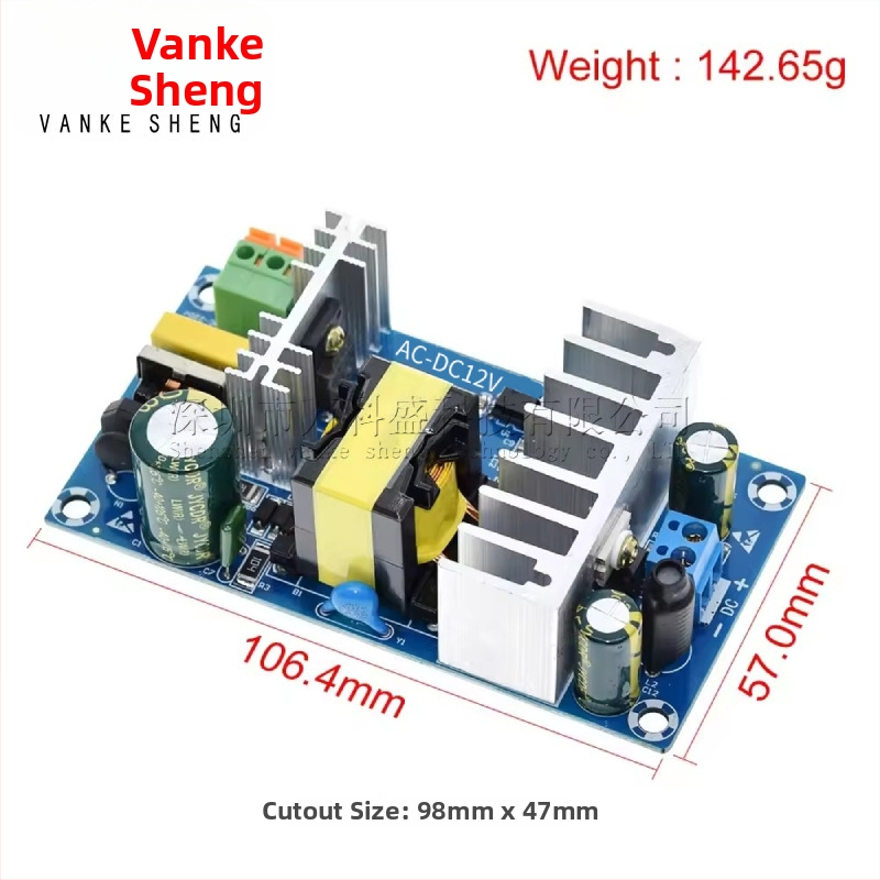Priemyselnej kvality 12V 8A prepínané napájanie - modulová doska, 100W, vstup AC85-265V, výstup DC12V, holá doska
