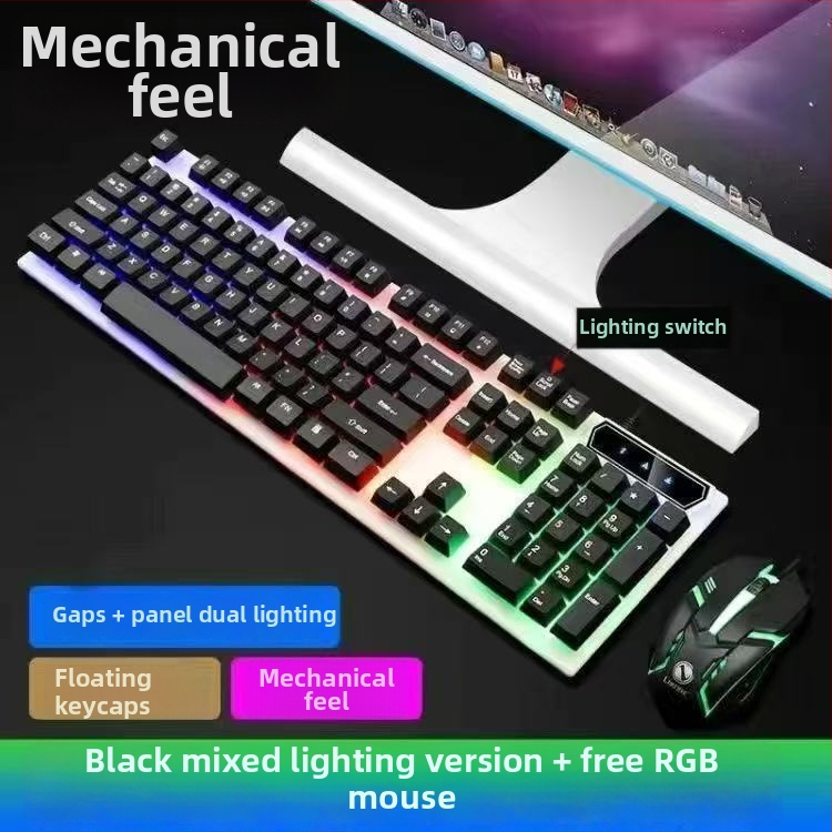 Káblový set klávesnice a myši s USB rozhraním, optický 1200 DPI, podsvietenie, vhodné pre desktop aj notebook