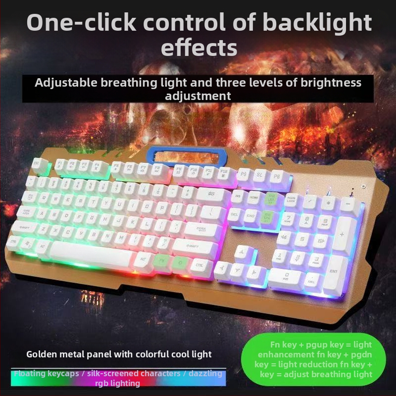 Káblový set klávesnice a myši s USB rozhraním, optický 1200 DPI, podsvietenie, vhodné pre desktop aj notebook