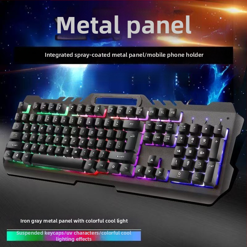 Káblový set klávesnice a myši s USB rozhraním, optický 1200 DPI, podsvietenie, vhodné pre desktop aj notebook