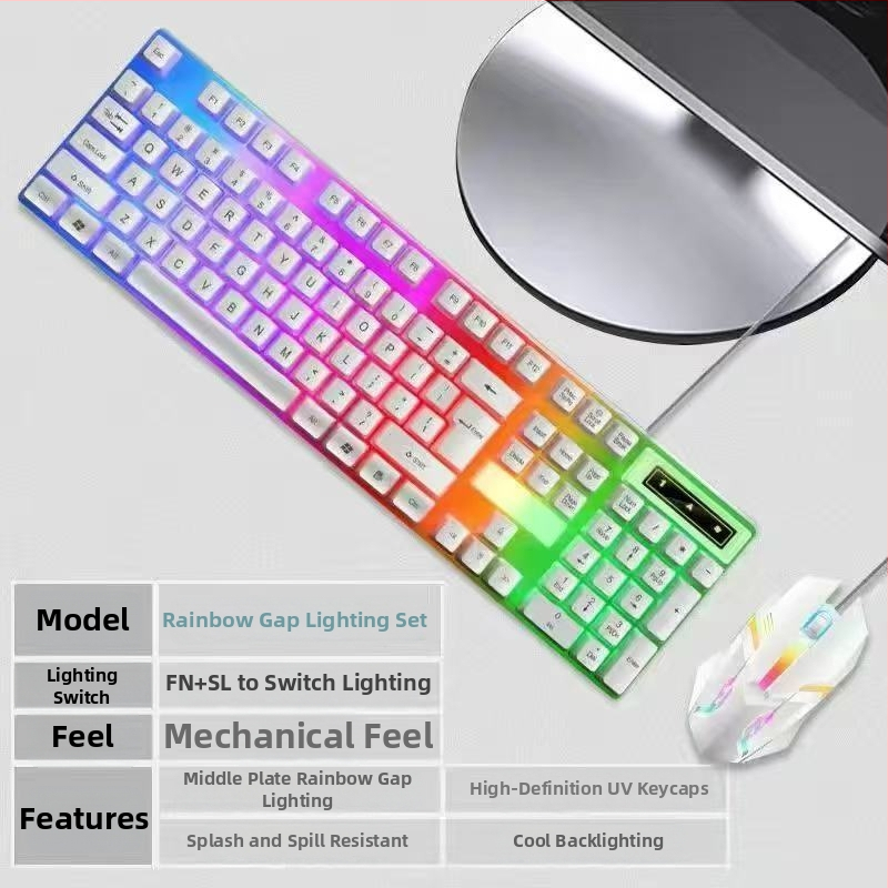 Káblový set klávesnice a myši s USB rozhraním, optický 1200 DPI, podsvietenie, vhodné pre desktop aj notebook