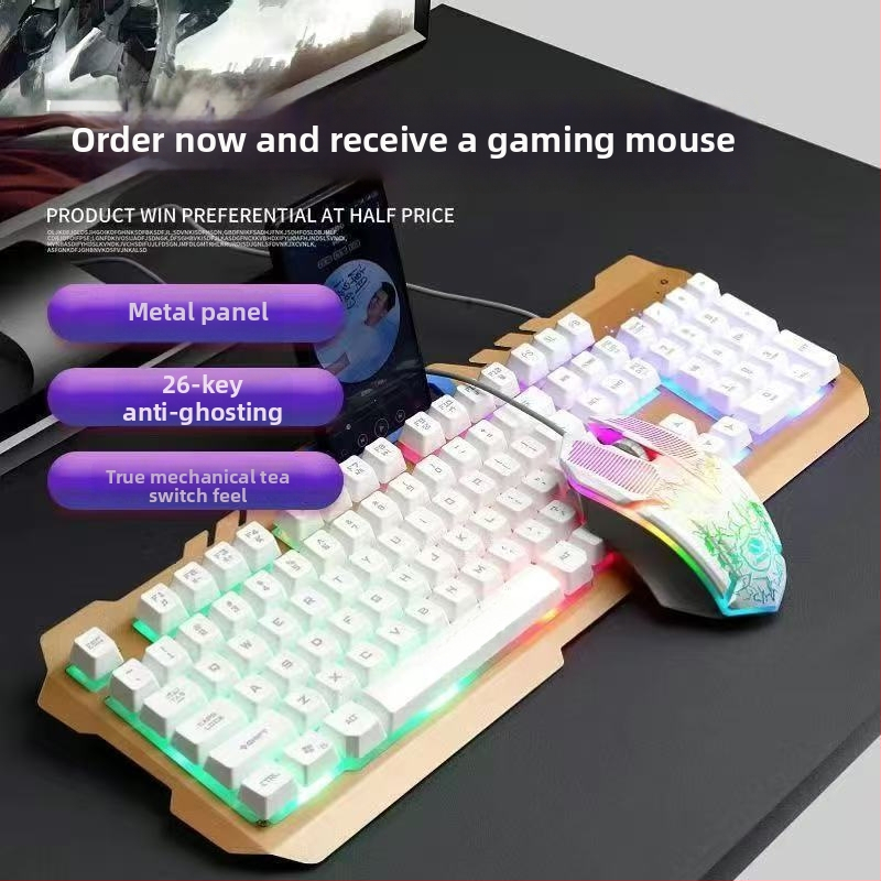 Káblový set klávesnice a myši s USB rozhraním, optický 1200 DPI, podsvietenie, vhodné pre desktop aj notebook