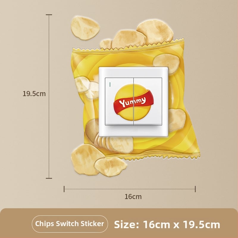 Θήκη δέρματος για διακόπτη Gourmet σειρά — Μοντέρνο μινιμαλιστικό στυλ, Προσαρμόσιμο, Sticker διακόπτη Potato-Chip, για σαλόνι/υπνοδωμάτιο/εστιατόριο