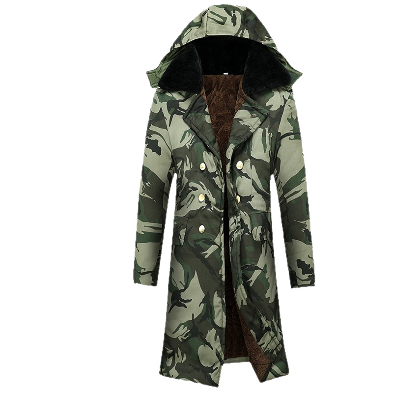 Ανδρικό καμουφλαρισμένο στρατιωτικό παλτό, θερμική μόνωση, ύφασμα χημικών ινών, μοτίβο καμουφλάζ, για χειμώνα και άνοιξη.