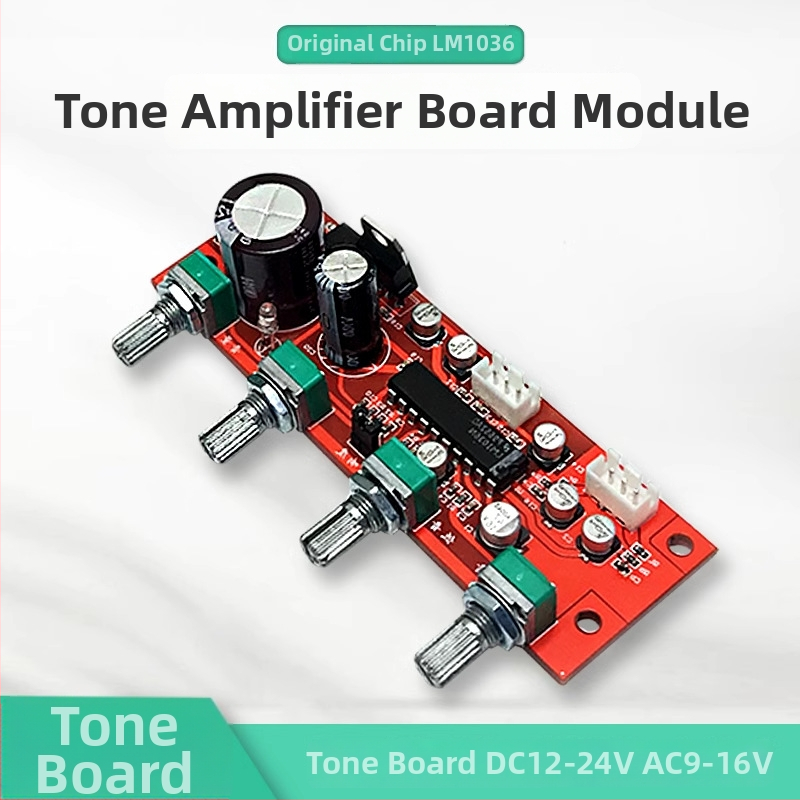 Sunbang LM1036 Tónový riadiaci panel modul predzosilňovač, nastavenie basu a výšky tónov, napájanie DC12-24V alebo AC9-16V