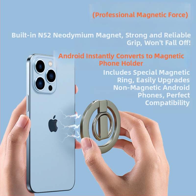 Univerzalni magnetski metalni držač za telefon s prstenom, ultra-tanki, sklopivi stolni držač